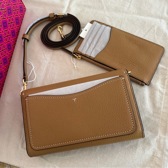 New Tory Burch the flat wallet crossbody include zip cardholder - Picture 4 of 7